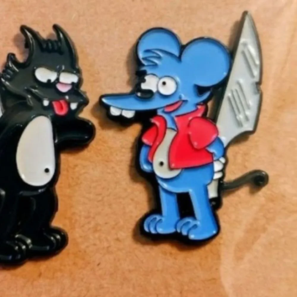 Itchy and Scratchy The Simpsons Cat and Mouse Enamel Pin Set - Retro Animation